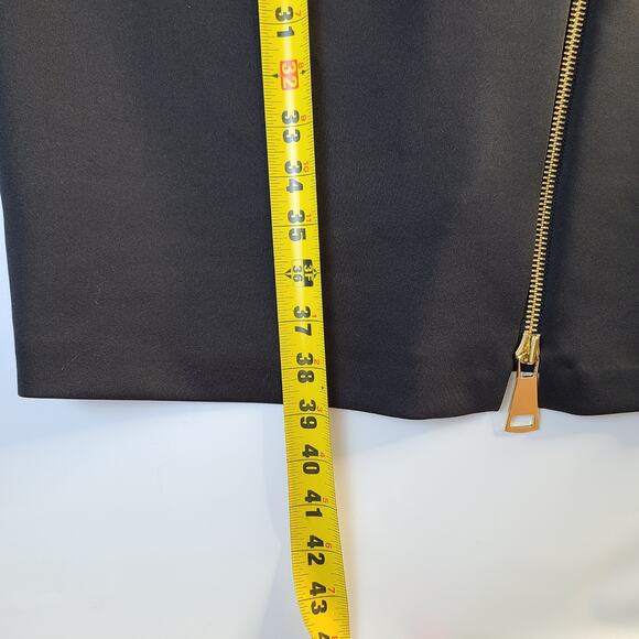 Calvin Klein Gold Zip Detailed Black Midi Cocktail Dress Size 10 - Picture 7 of 10